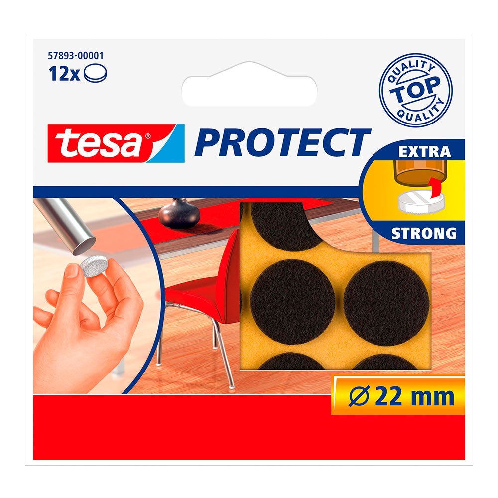 Feltro adesivo circular sintético marrom, Ø22 mm, 12 un, blister