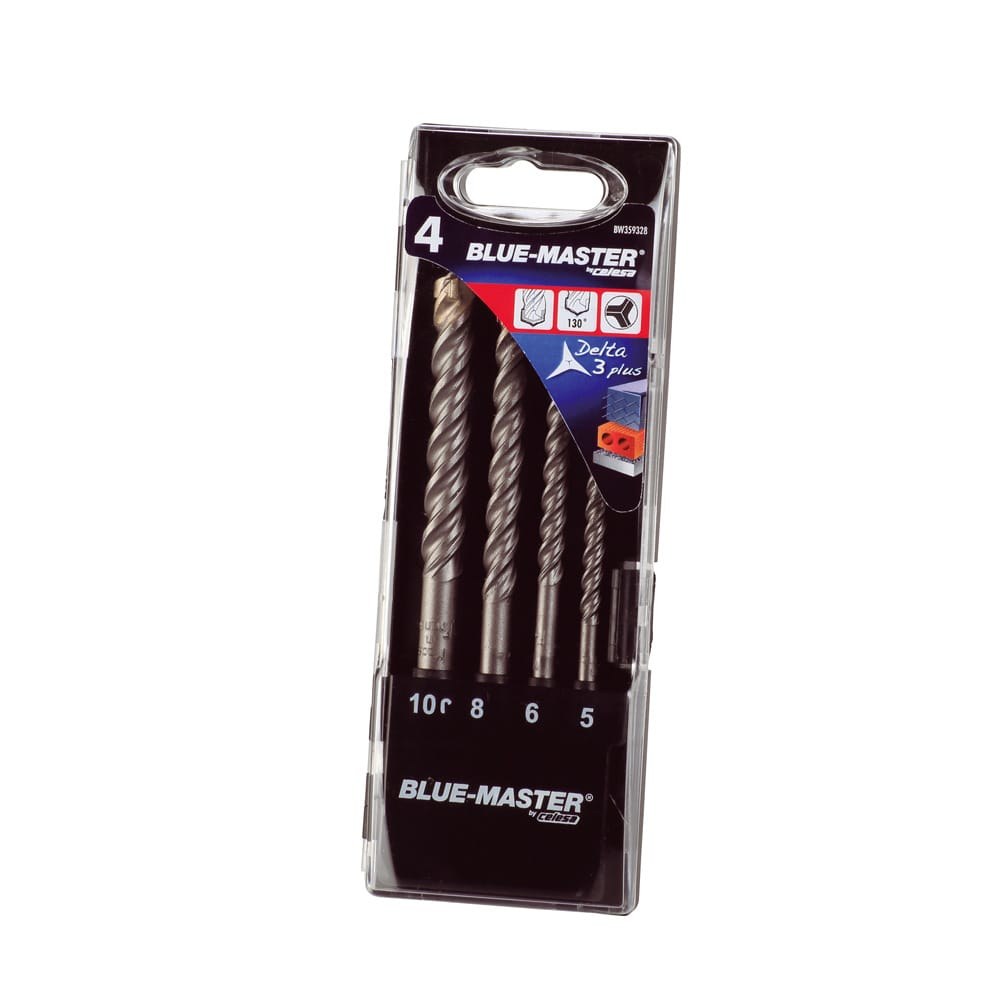 Brocas para parede delta 3 plus Ø5-6-8-10 mm, jogo 4 peças