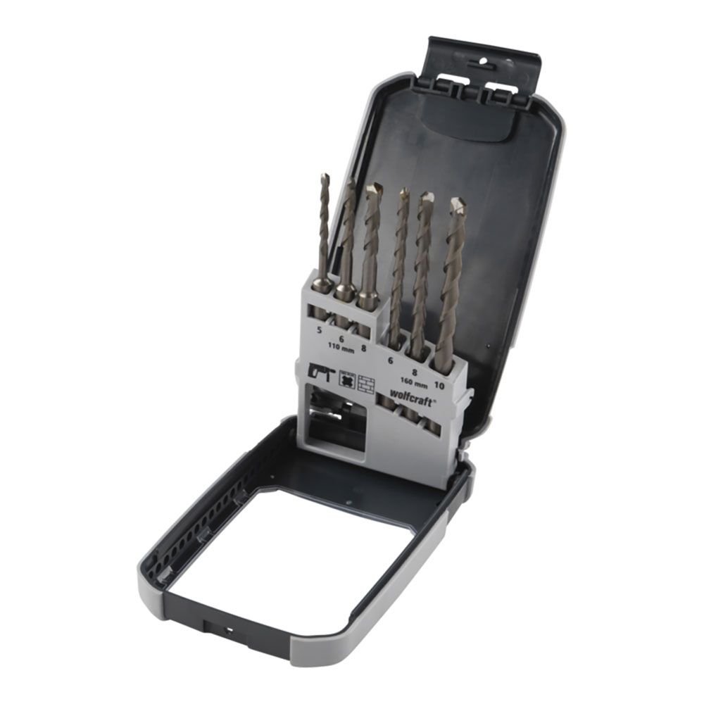 Broca sds-plus de betão de borda de carboneto de tungstenio, conjunto de 6 peças, Ø5,00 - Ø10,00 mm,