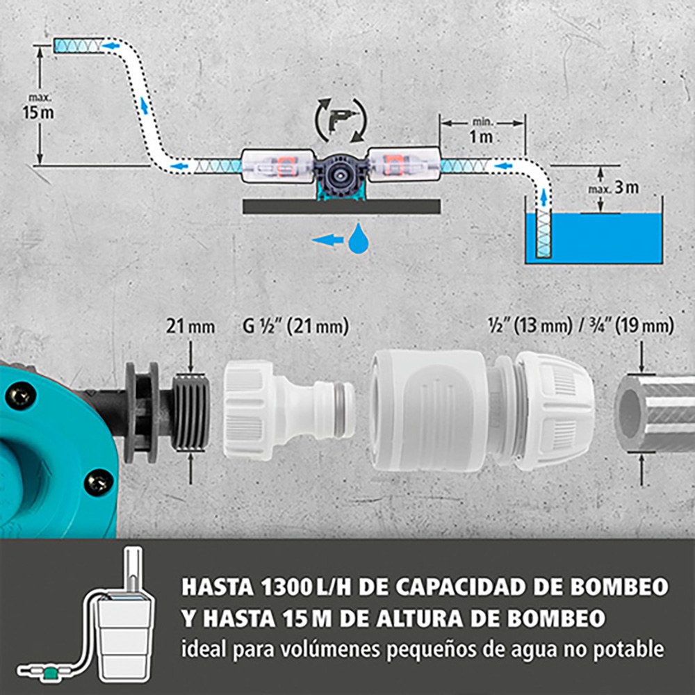 Bomba para berbequim, solid 1300 L/H - Image 6