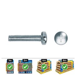 Caixa 200 unid. parafuso métrica cabeça de queijo philips din/ref 7985 Ø6x30mm zincado celo