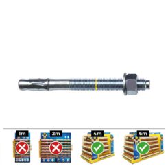 Caixa 50 unid. fixação homologado CE BAP Ø8x95mm/30 zincado celo