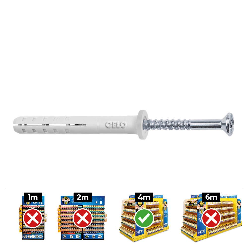 Buchas golpe Ø6 x 60 mm + parafusos cabeça plana Ø6 x 40 mm, caixa 50 unid