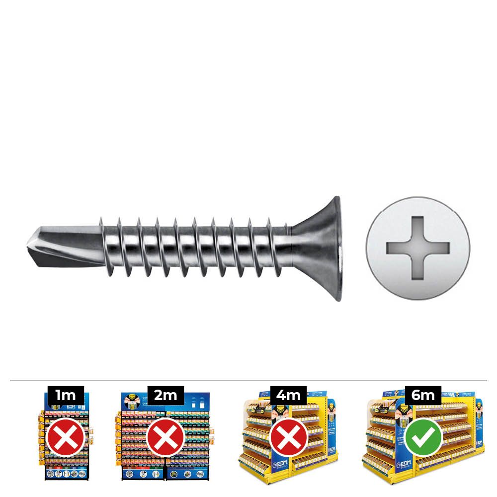 Caixa 500 unid. ponta broca escariado philips din/ref 7504P Ø4,2x19mm zincado celo