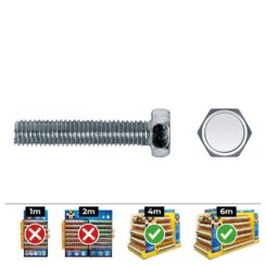 Caixa 250 unidades. parafuso hexagonal métrico din/ref 933 ø6x50mm zincado