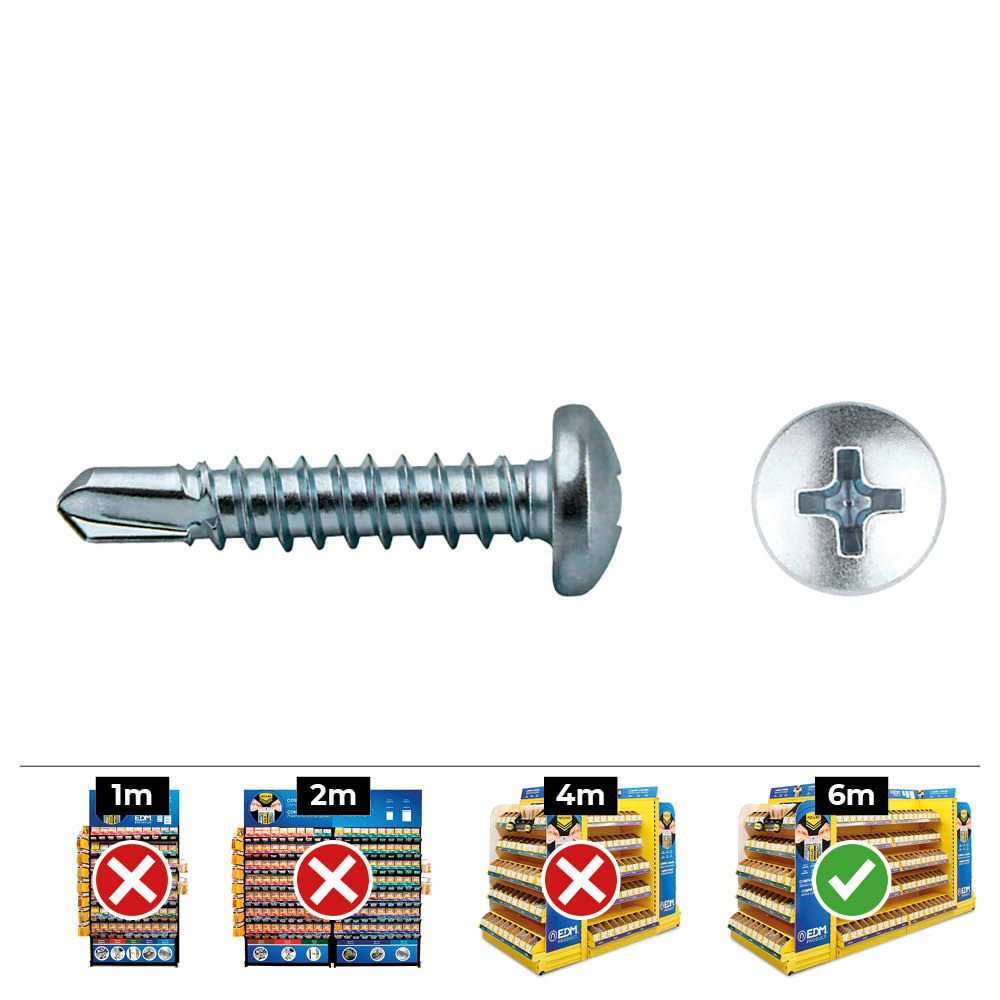Caixa 250 unid. ponta broca cabeça de queijo (rosca da placa) philips din/ref 7504N Ø4,8x22mm zincado celo