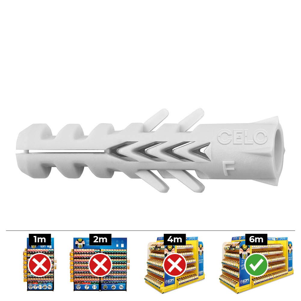 Tampão duplo de nylon anti-rotação din/ref f ø12 x 60 mm, caixa de 25 unidades