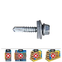 Caixa 500 unidades parafuso 7301 broca cabeça hexagonal SW8 ø 5,5x32 mm arruela epdm Ø16 zinco