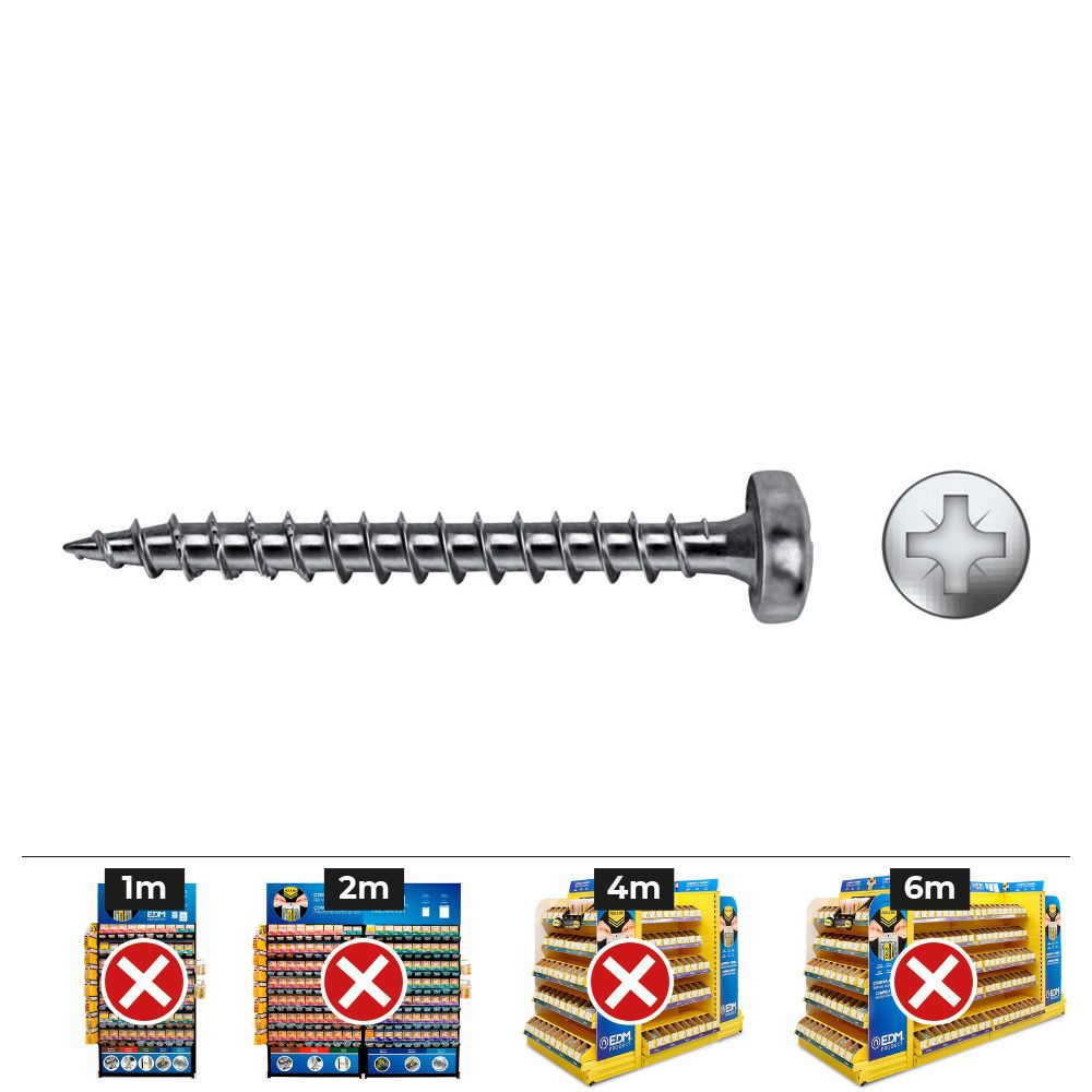 Caixa 500 unidades parafuso madeira velox B rosca completa pilled imprint PZ2 Ø4x30 mm zinco