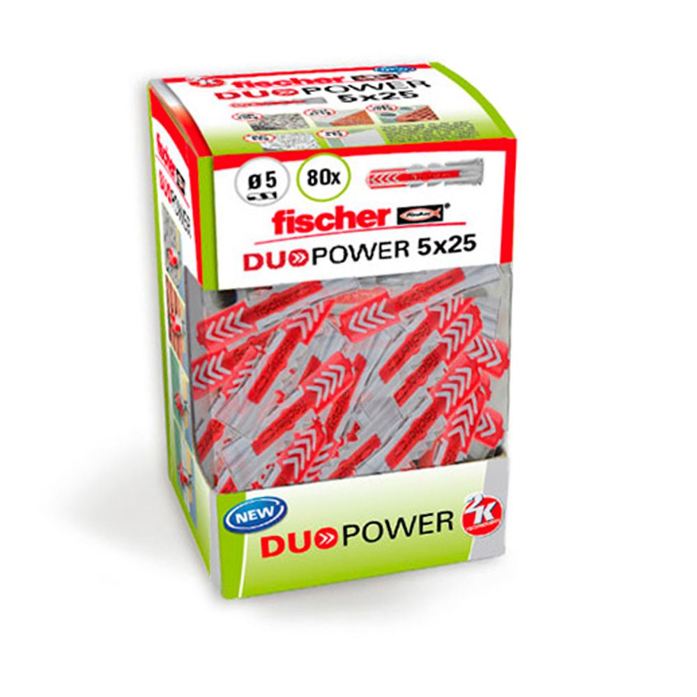 FISCHER Plugue Duopower ø5 x 25 mm, caixa de 80 unidades