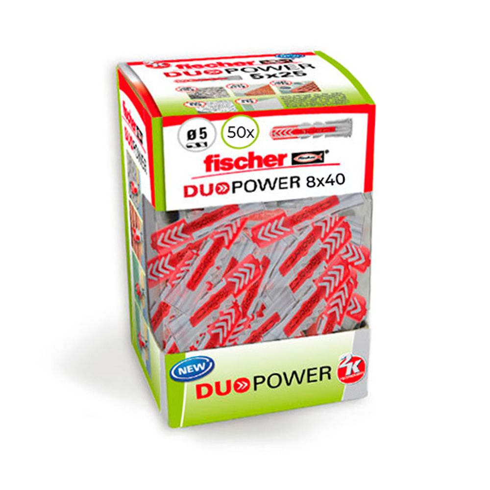 FISCHER Plugue Duopower ø8 x 40 mm, caixa de 50 unidades