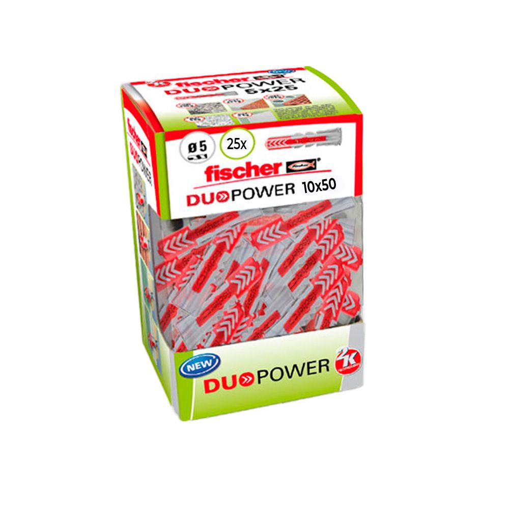 FISCHER Plugue Duopower ø10 x 50 mm, caixa de 25 unidades