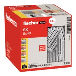 Bucha SX Ø8 x 40 mm, caixa 100 unidades