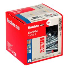 Bucha DUO HM Ø4 x 55 mm + parafusos Ø8 x 55 mm, caixa 25 UDS