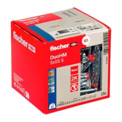 Buchas DUO HM Ø5 x 55 mm + parafusos Ø10 x 55 mm, caixa 25 unidades