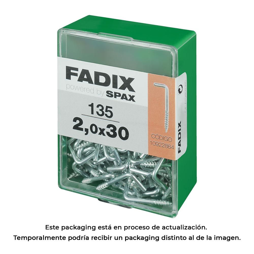 FADIX Caixa m 135 unidades. anel roscado de zinco 2,0x30mm fadix