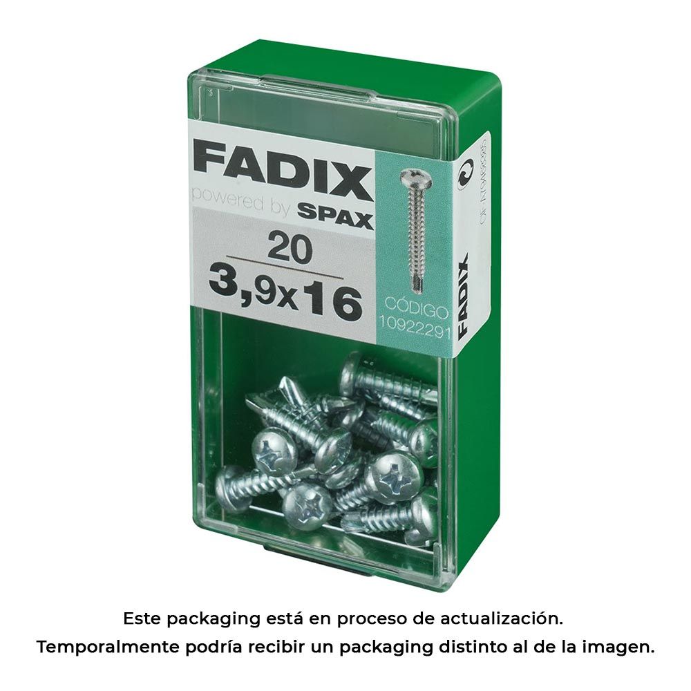 Caixa com 20 unidades. parafuso de rosca de chapa metálica autot cr. Fadix 3,9x16mm