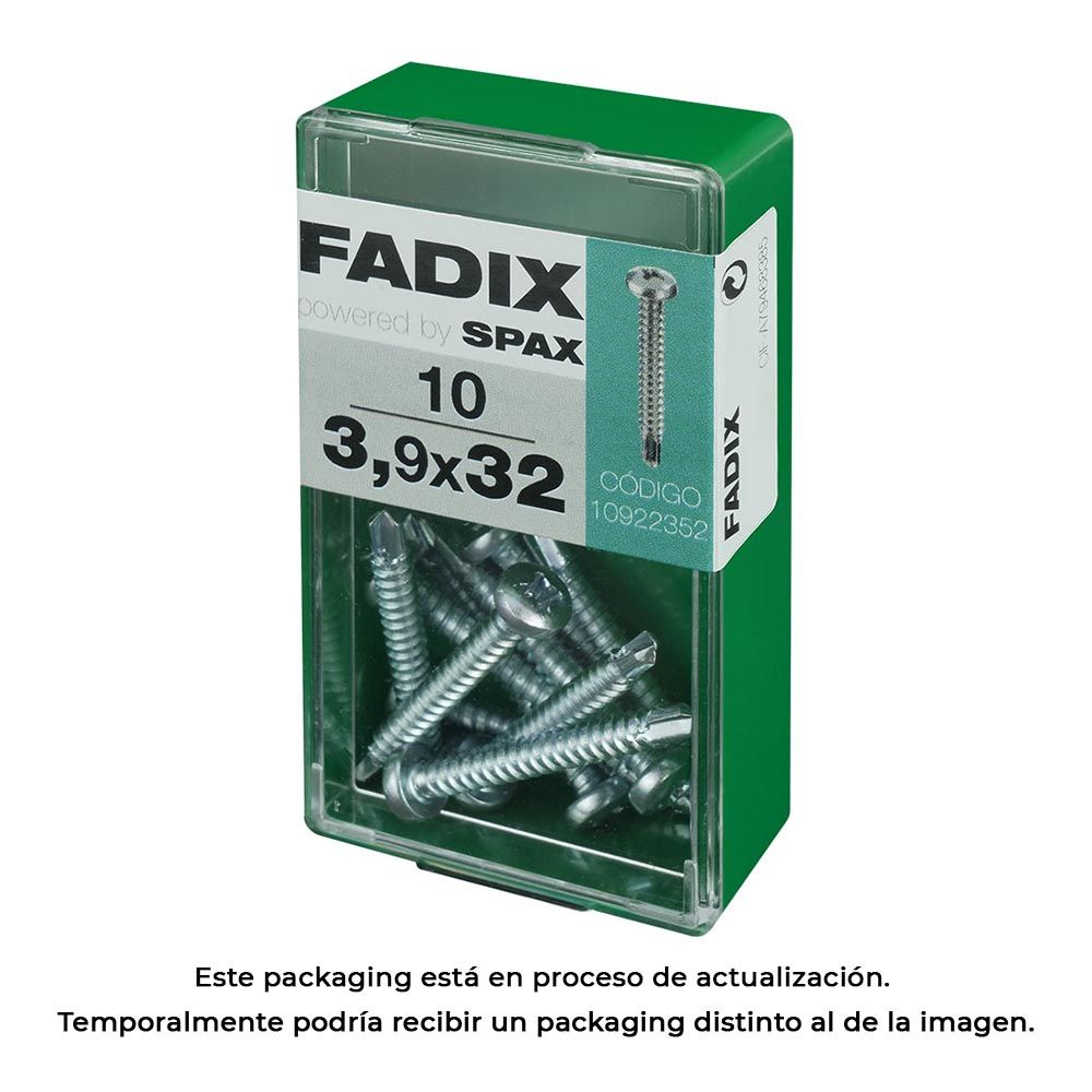 Caixa com 10 unidades. parafuso de rosca de chapa metálica autot cr. Fadice 3,9x32mm