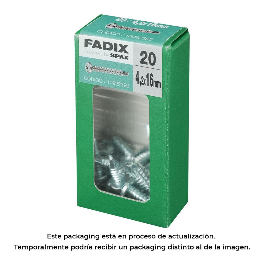 Caixa com 20 unidades. parafuso de rosca de chapa metálica autot cr. Fadix 4,2x16mm