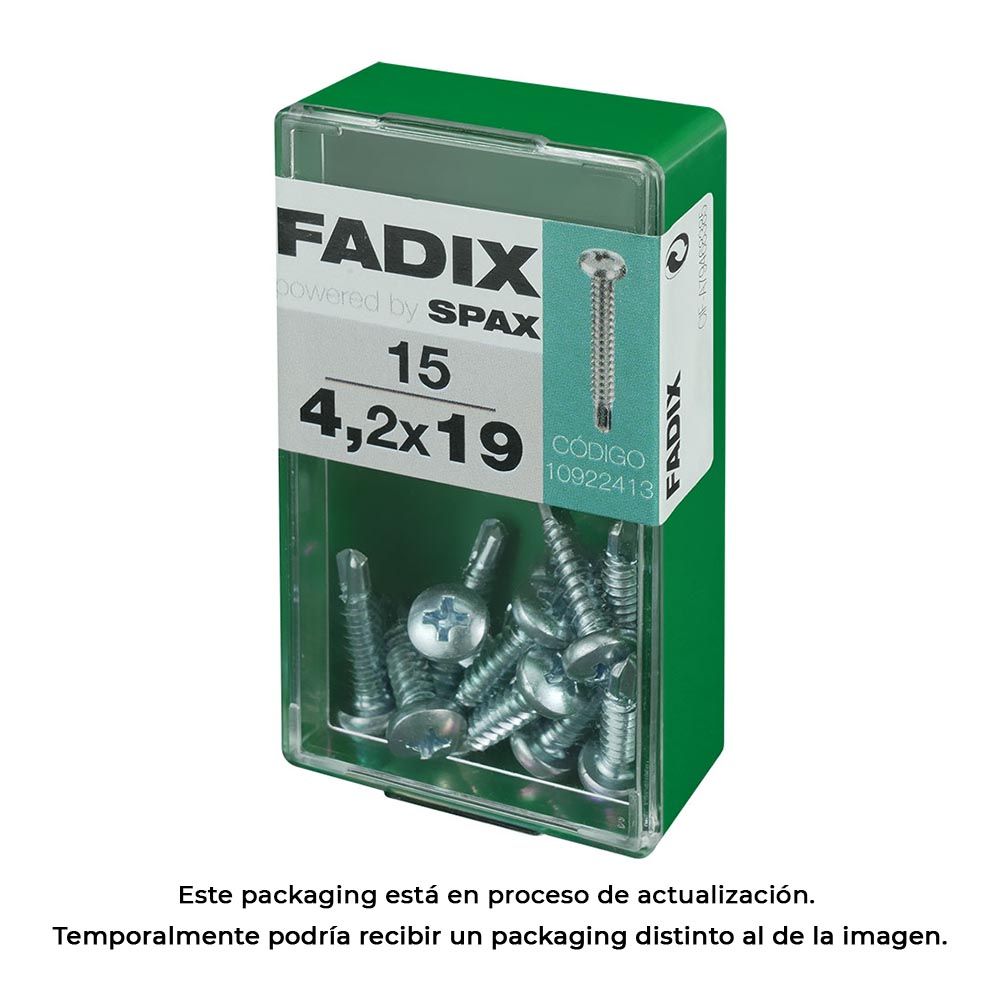 Caixa com 15 unidades. parafuso de rosca de chapa metálica autot cr. Fadix 4,2x19mm