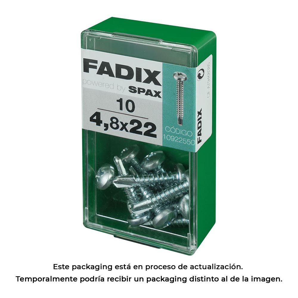 Caixa S 10 unid. parafuso rosca chapa CR autot. 4,8x22mm fadix