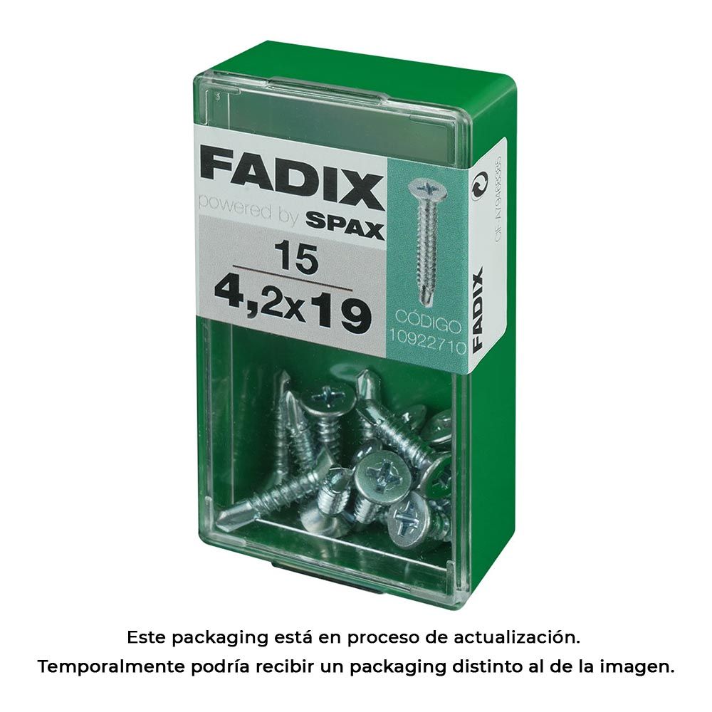 Caixa com 15 unidades. parafuso de rosca para chapa autot cp zinco 4,2x19mm fadix