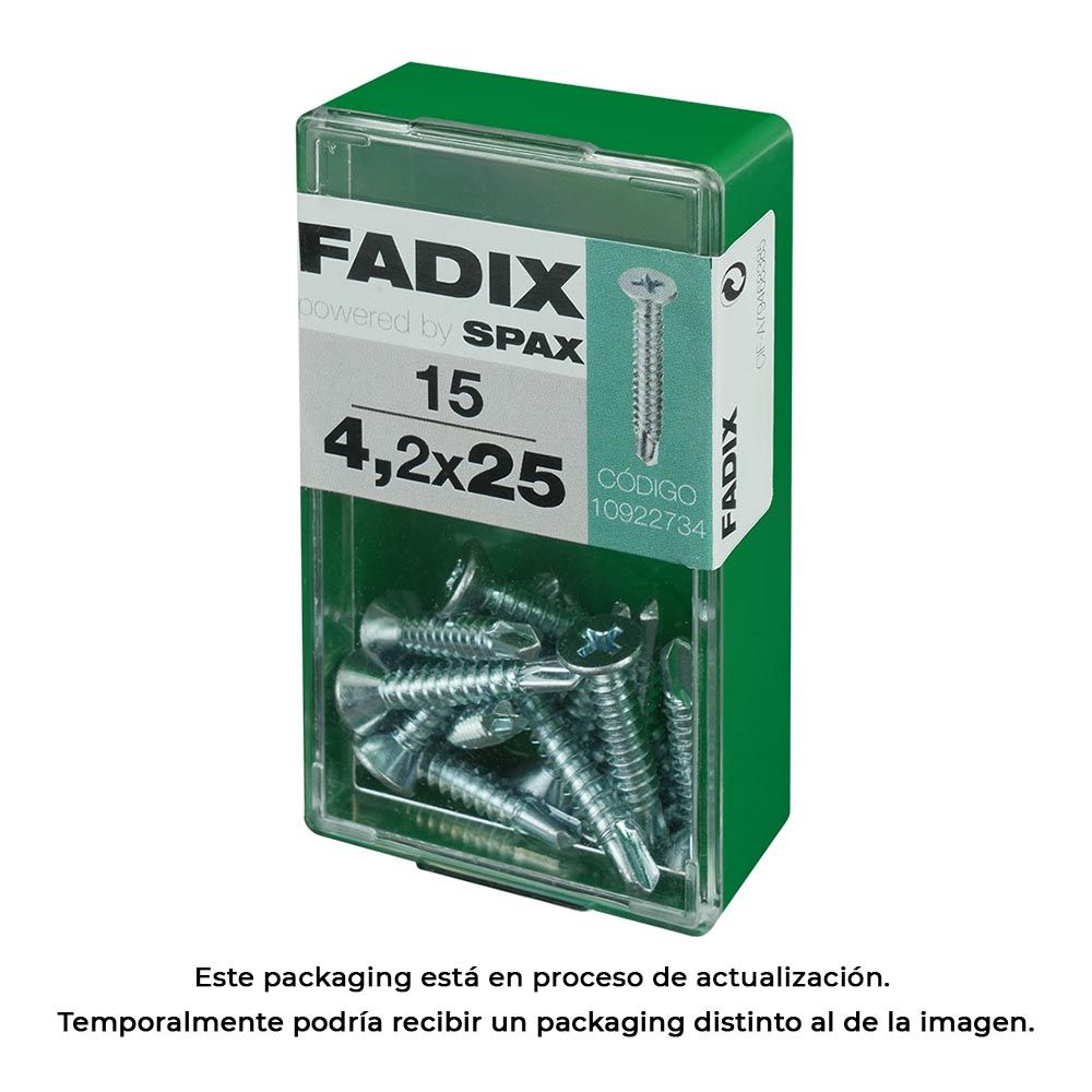 Caixa S 15 unid. parafuso rosca chapa CP autot. zinco 4,2x25mm fadix