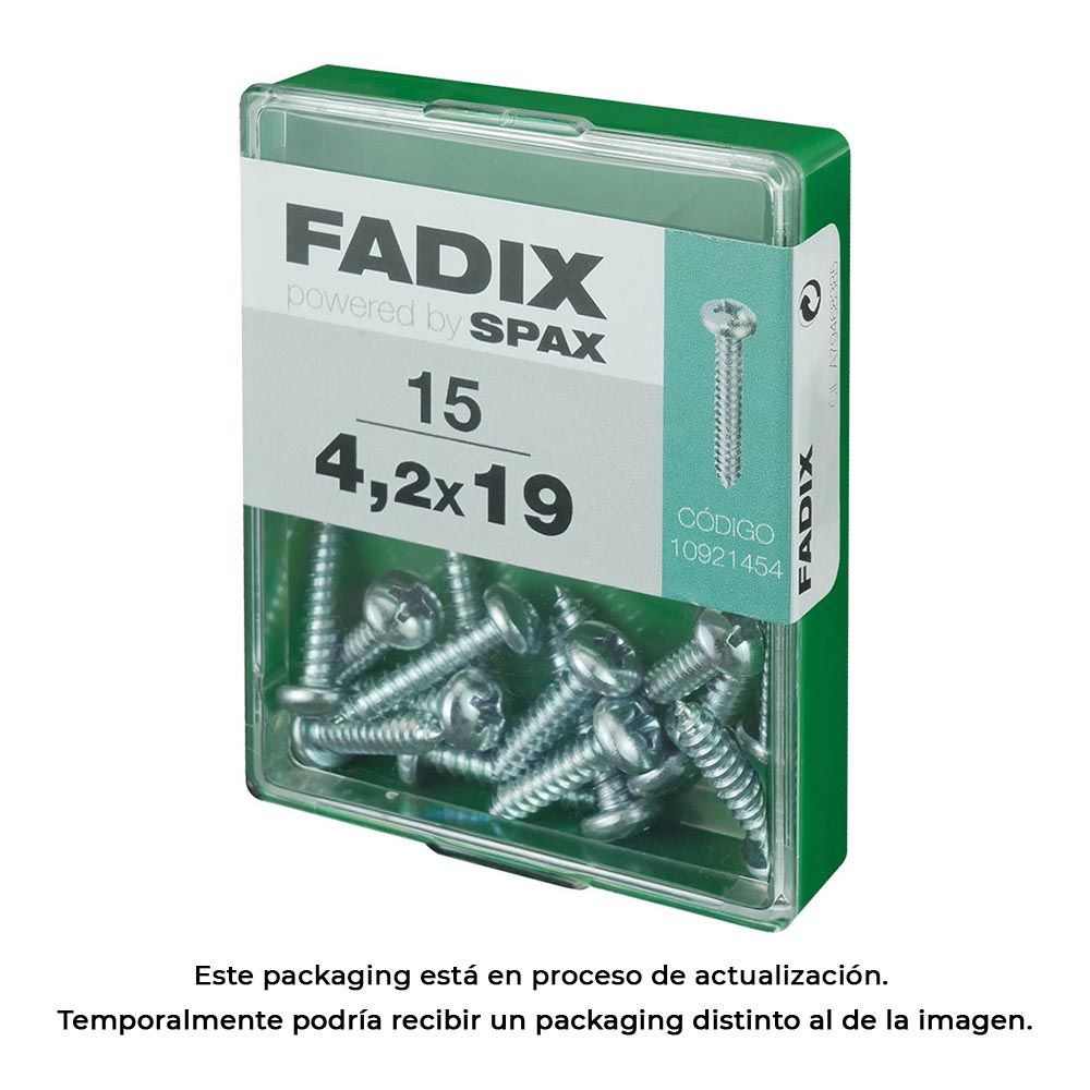 Caixa m 15 unid. parafuso rosca chapa CR zinco 4,2x19mm fadix