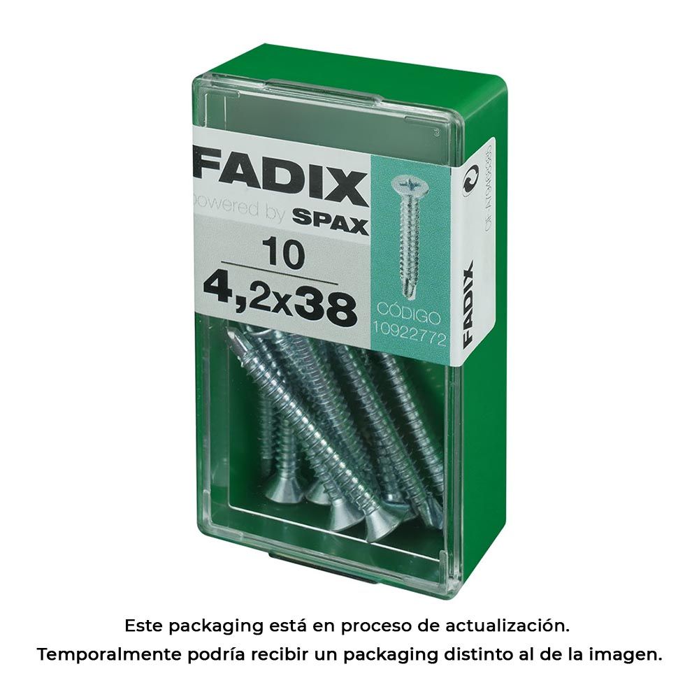 Caixa S 10 unid. parafuso rosca chapa CP autot. zinco 4,2x38mm fadix