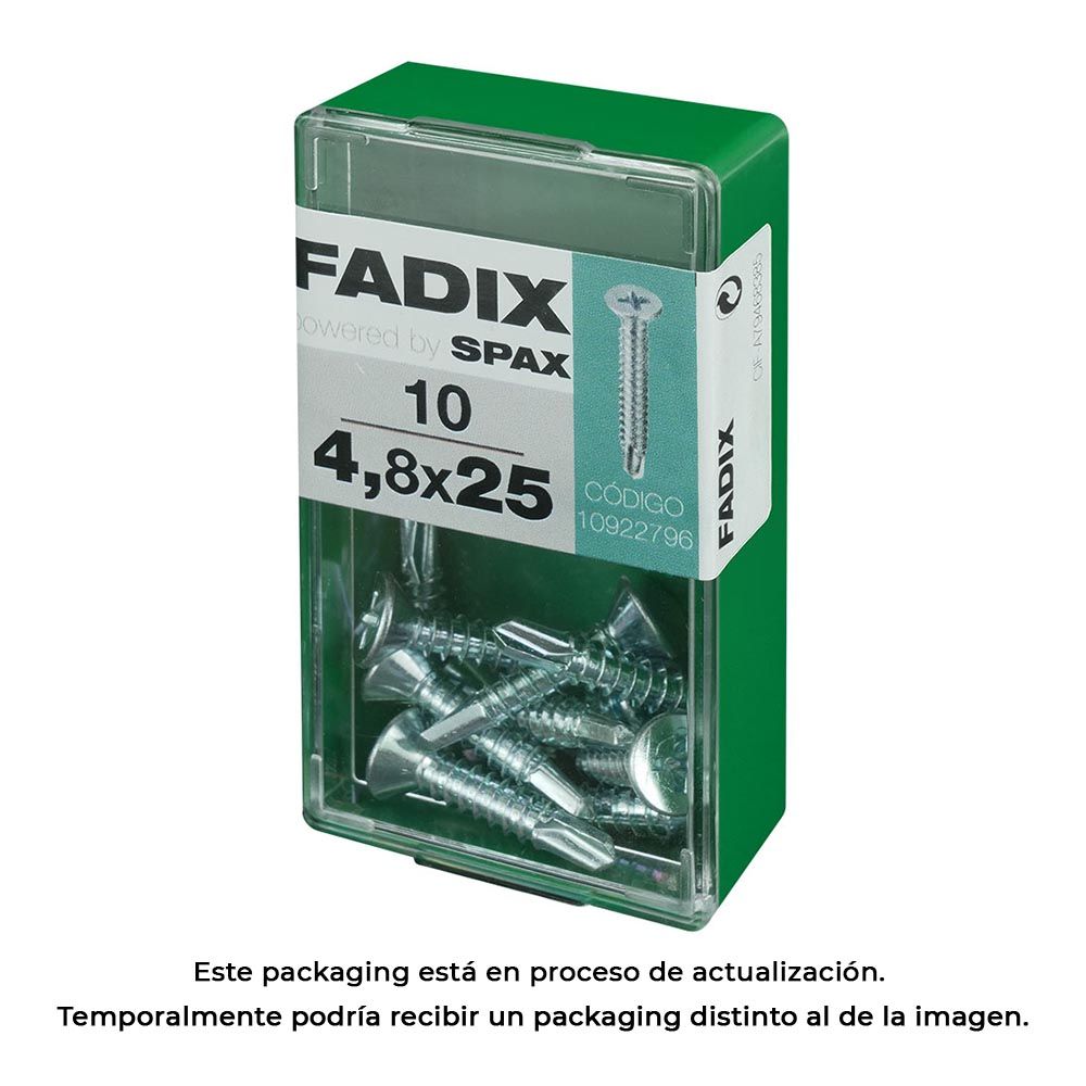 Caixa S 10 unid. parafuso rosca chapa CP autot. zinco 4,8x25mm fadix