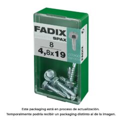 Caixa S 8 unid. parafuso rosca chapa hexagonal autot. 4,8x19mm fadix
