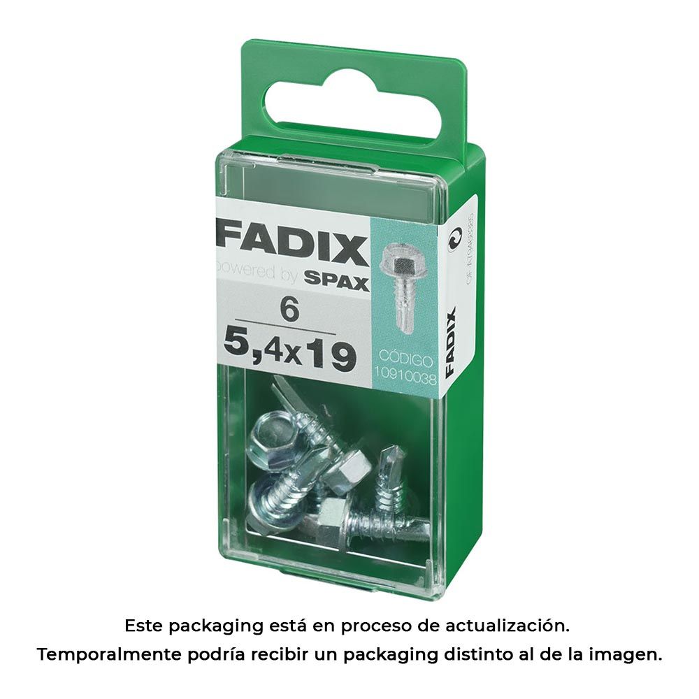 Caixa S 6 unid. parafuso rosca chapa hexagonal autot. 5,4x19mm fadix