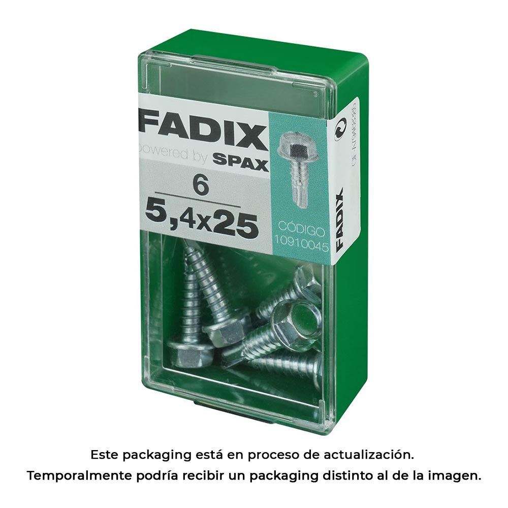 Caixa S 6 unid. parafuso rosca chapa hexagonal autot. 5,4x25mm fadix