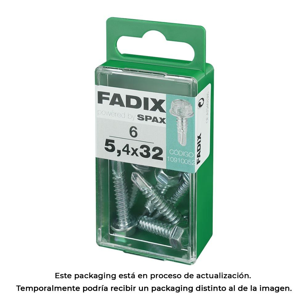 Caixa S 6 unid. parafuso rosca chapa hexagonal autot. 5,4x32mm fadix