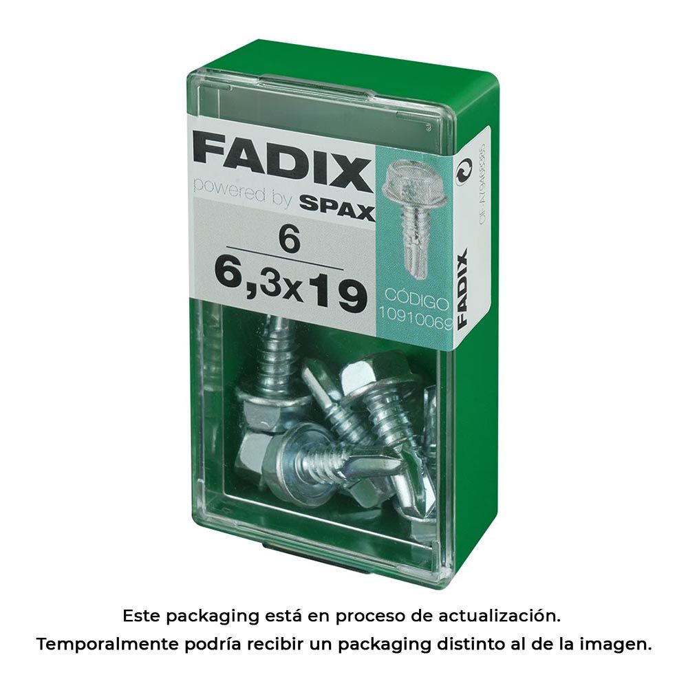 Caixa S 6 unid. parafuso rosca chapa hexagonal autot. 6,3x19mm fadix