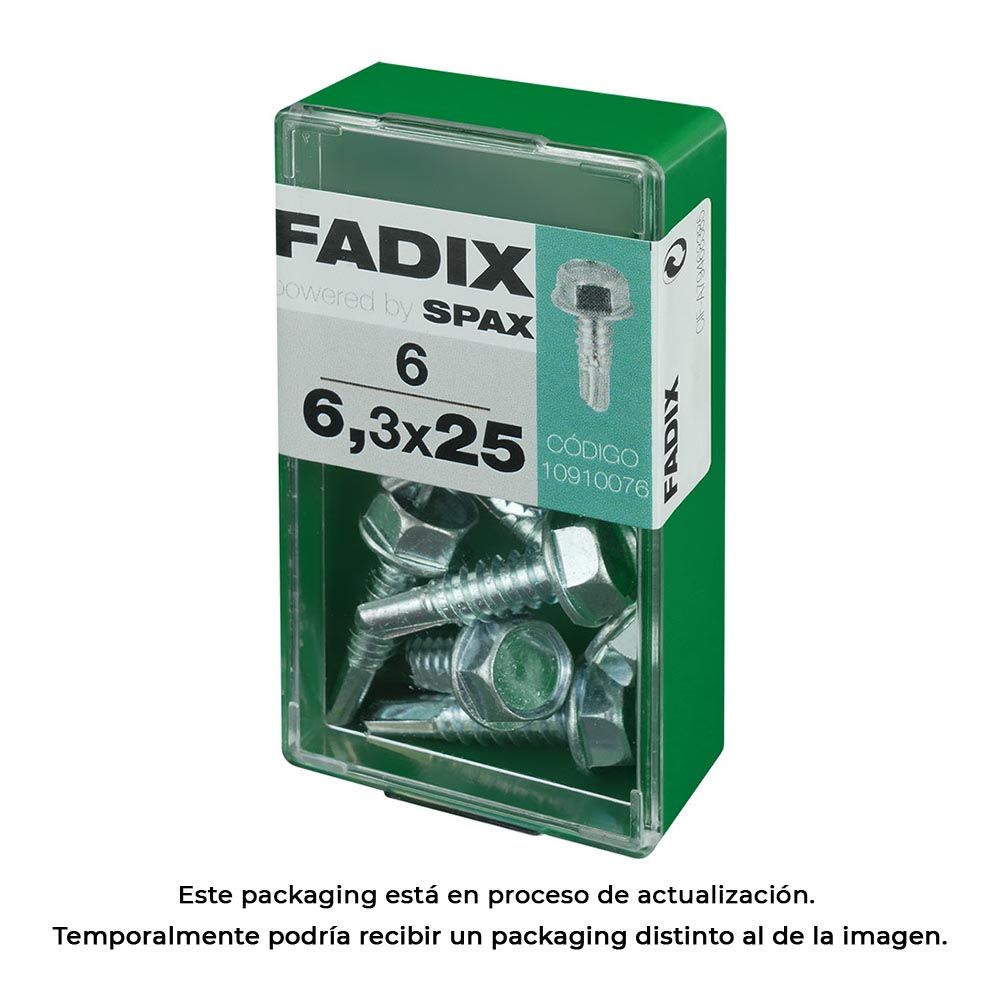 Caixa S 6 unid. parafuso rosca chapa hexagonal autot. 6,3x25mm fadix