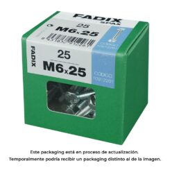 Caixa l 25 unid. parafuso metrico CAB hex+porca zinco m 6x25mm fadix