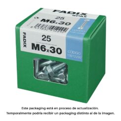 Caixa l 25 unid. parafuso metrico CAB hex+porca zinco m 6x30mm fadix