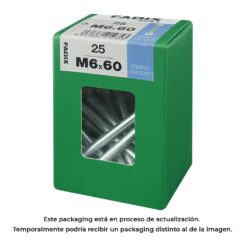 Caixa l 25 unid. parafuso metrico CAB hex+porca zinco 2M 6x60mm fadix