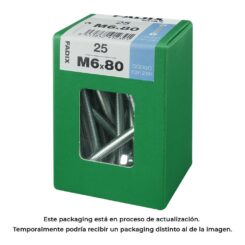 Caixa l 25 unid. parafuso metrico CAB hex+porca zinco 2M 6x80mm fadix