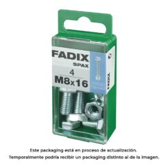 Caixa S 4 unid. parafuso metrico CAB hex+porca zinco m 8x16mm fadix