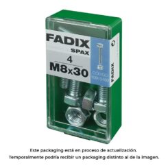 Caixa S 4 unid. parafuso metrico CAB hex+porca zinco m 8x30mm fadix