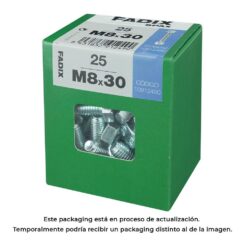 Caixa l 25 unid. parafuso metrico CAB hex+porca zinco 2M 8x30mm fadix