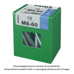 Caixa l 15 unid. parafuso metrico CAB hex+porca zinco m 8x60mm fadix