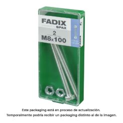 Caixa m 2 unid. parafuso metrico CAB hex+porca zinco m 8x100mm fadix