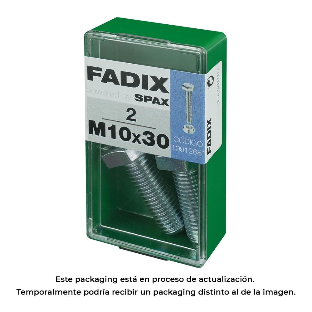 Caixa S 2 unid. parafuso metrico CAB hex+porca zinco m 10x30mm fadix