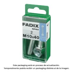 Caixa S 2 unid. parafuso metrico CAB hex+porca zinco m 10x40mm fadix