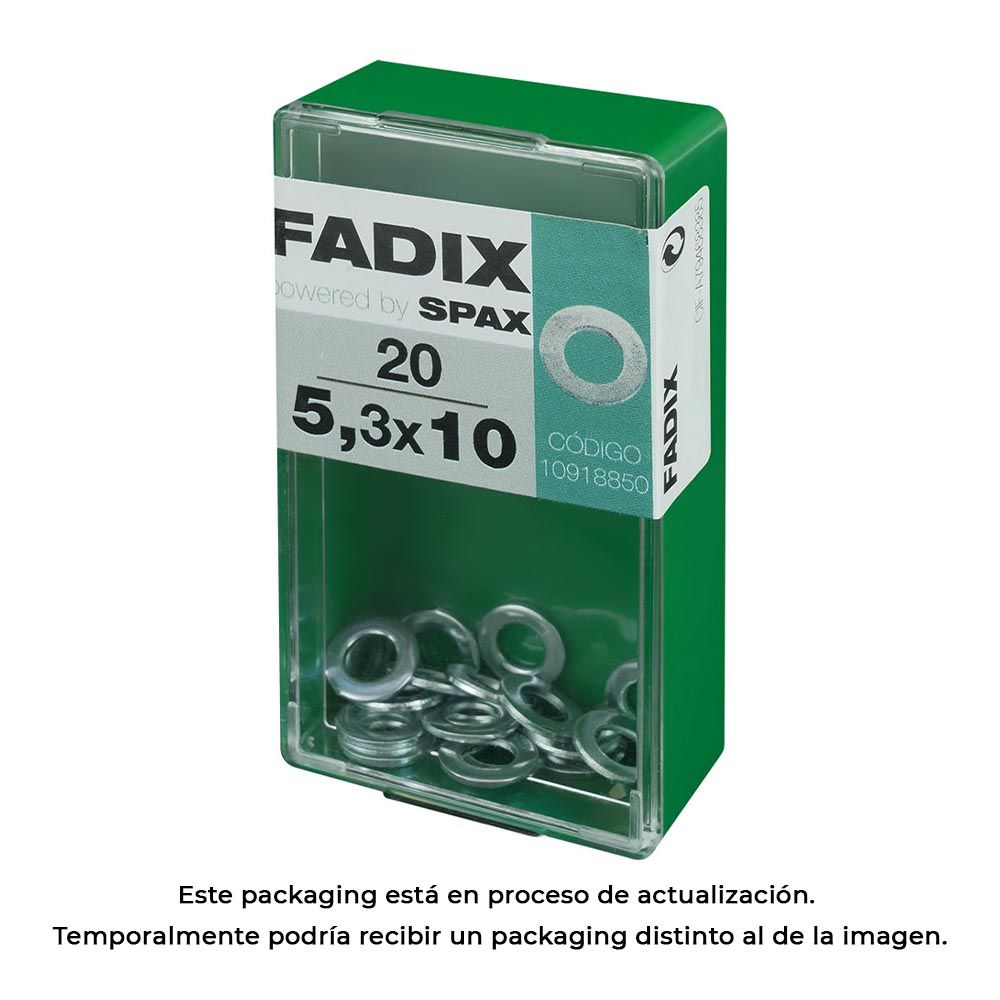 Caixa S 20 unid. anilha plana zinco 5,3x10mm fadix