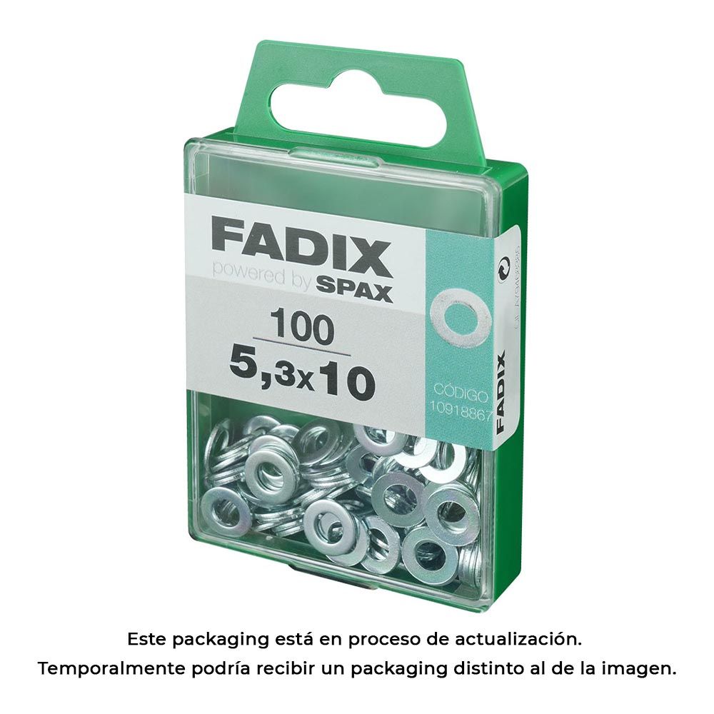 Caixa m 100 unid. anilha plana zinco 5,3x10mm fadix