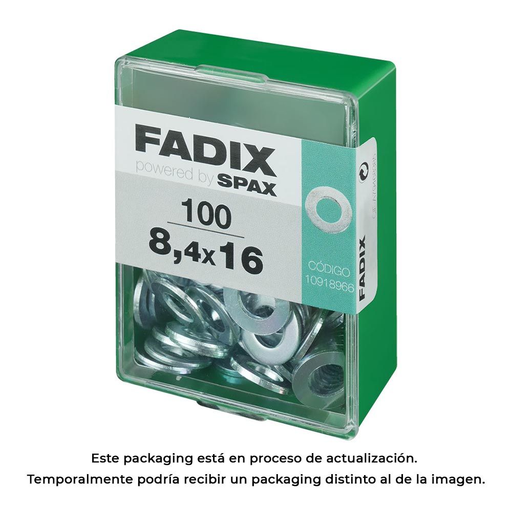 Caixa m 100 unid. anilha plana zinco 8,4x16mm fadix